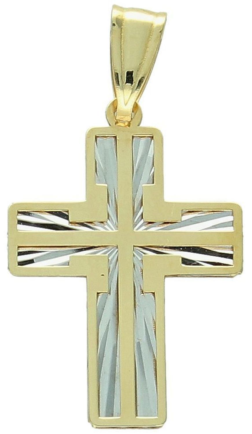 Złota zawieszka krzyż 375 z białym złotem ZA 7612 375. Złota zawieszka krzyż. Krzyżyk złoty próby 375. Złoty krzyżyk na komunię, chrzest, 1.jpg